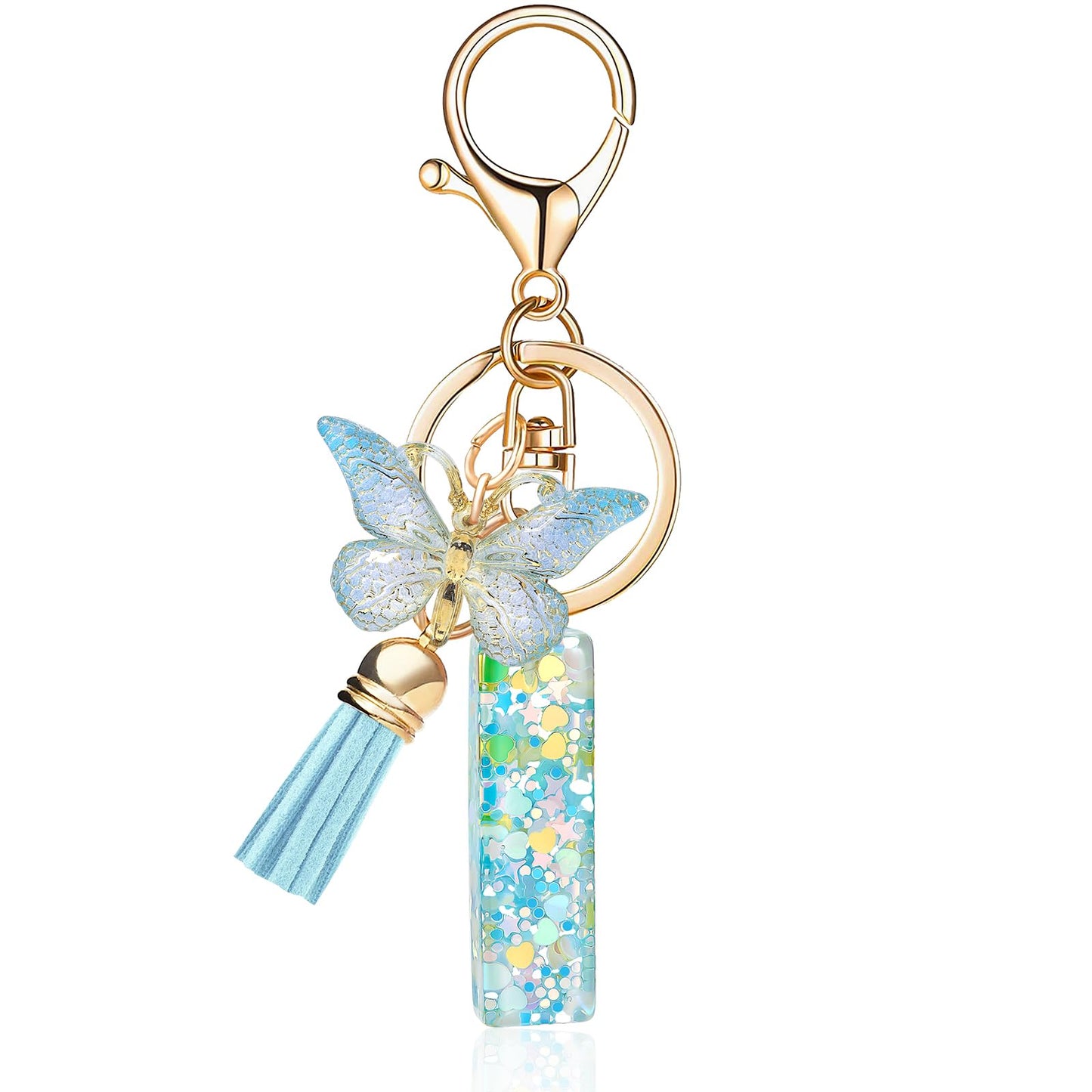 Fashion Alphabet Initial Letter Keychain Tassel Butterfly Pendant Key Ring for Purse Handbags Women Girl