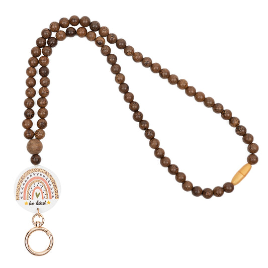 Rainbow Wood Beaded Lanyards for Id Badges Holder, Teacher Breakaway Mental Health Matters Lanyard for Keys Cute Boho Neck Keychain Id Lanyard for Women