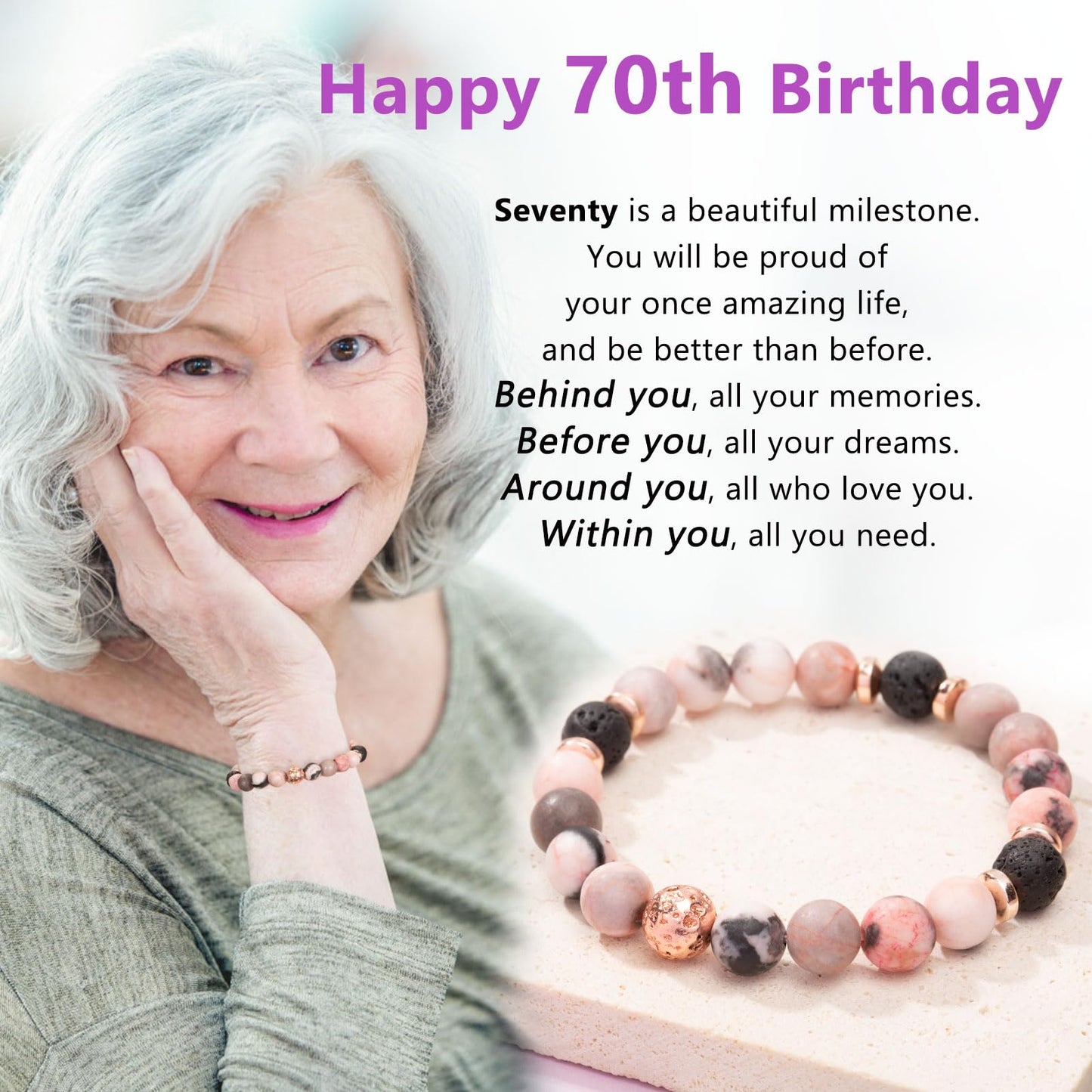 jewelrycard 13-60 Birthday Gifts for Women Girls, Natural Stone Bracelet for Women, 13 16 21 40 50 Year old Gifts for Daughter Mom Gradma