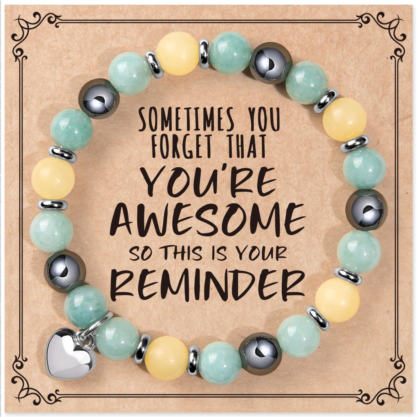 Jewelry&Card Christmas Gifts for Women Teen Girls, Sometimes You Forget You're Awesome Bracelets, Inspirational Christmas Gifts for Mom, Daughter, Sister, Best Friends on Christmas Birthday