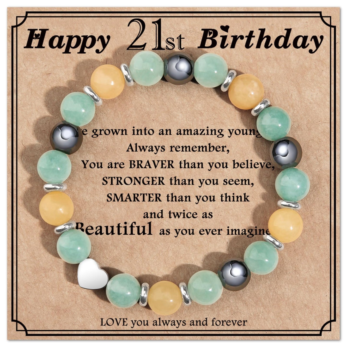 jewelrycard 13-60 Birthday Gifts for Women Girls, Natural Stone Bracelet for Women, 13 16 21 40 50 Year old Gifts for Daughter Mom Gradma