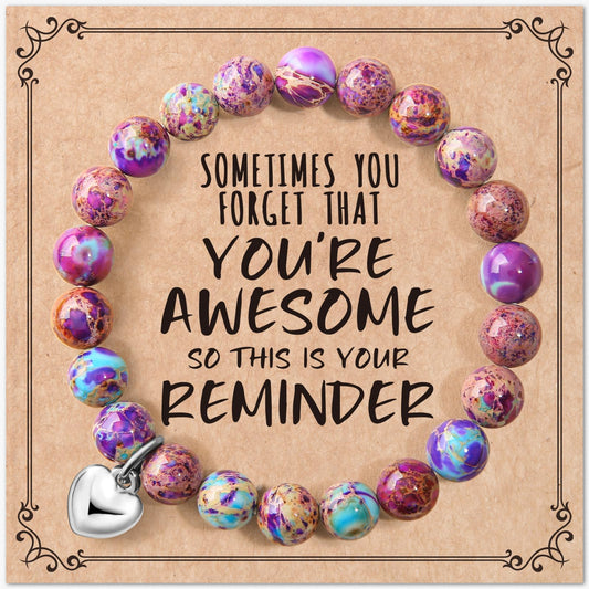 Jewelry&Card Christmas Gifts for Women Teen Girls, Sometimes You Forget You're Awesome Bracelets, Inspirational Christmas Gifts for Mom, Daughter, Sister, Best Friends on Christmas Birthday