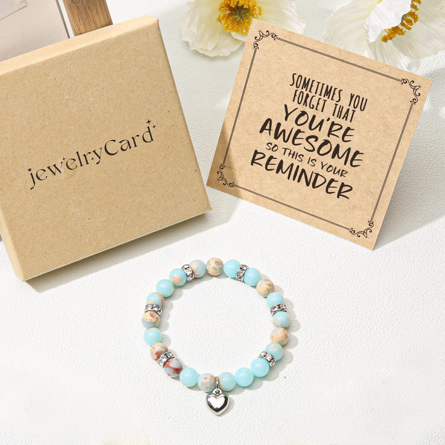 Jewelry&Card Christmas Gifts for Women Teen Girls, Sometimes You Forget You're Awesome Bracelets, Inspirational Christmas Gifts for Mom, Daughter, Sister, Best Friends on Christmas Birthday