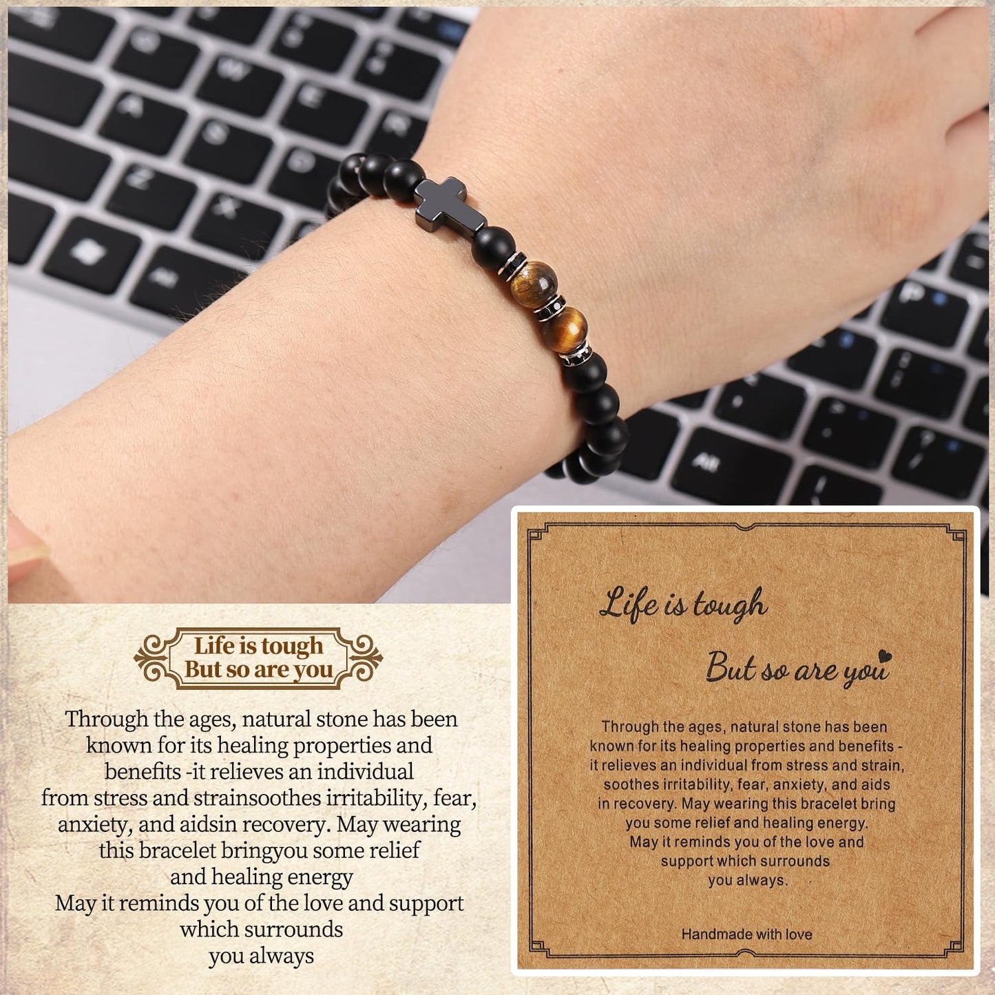 Get Well Soon Gifts for Women,Natural Stone Healing Bracelet, Inspirational Gifts for Women Teen Girls