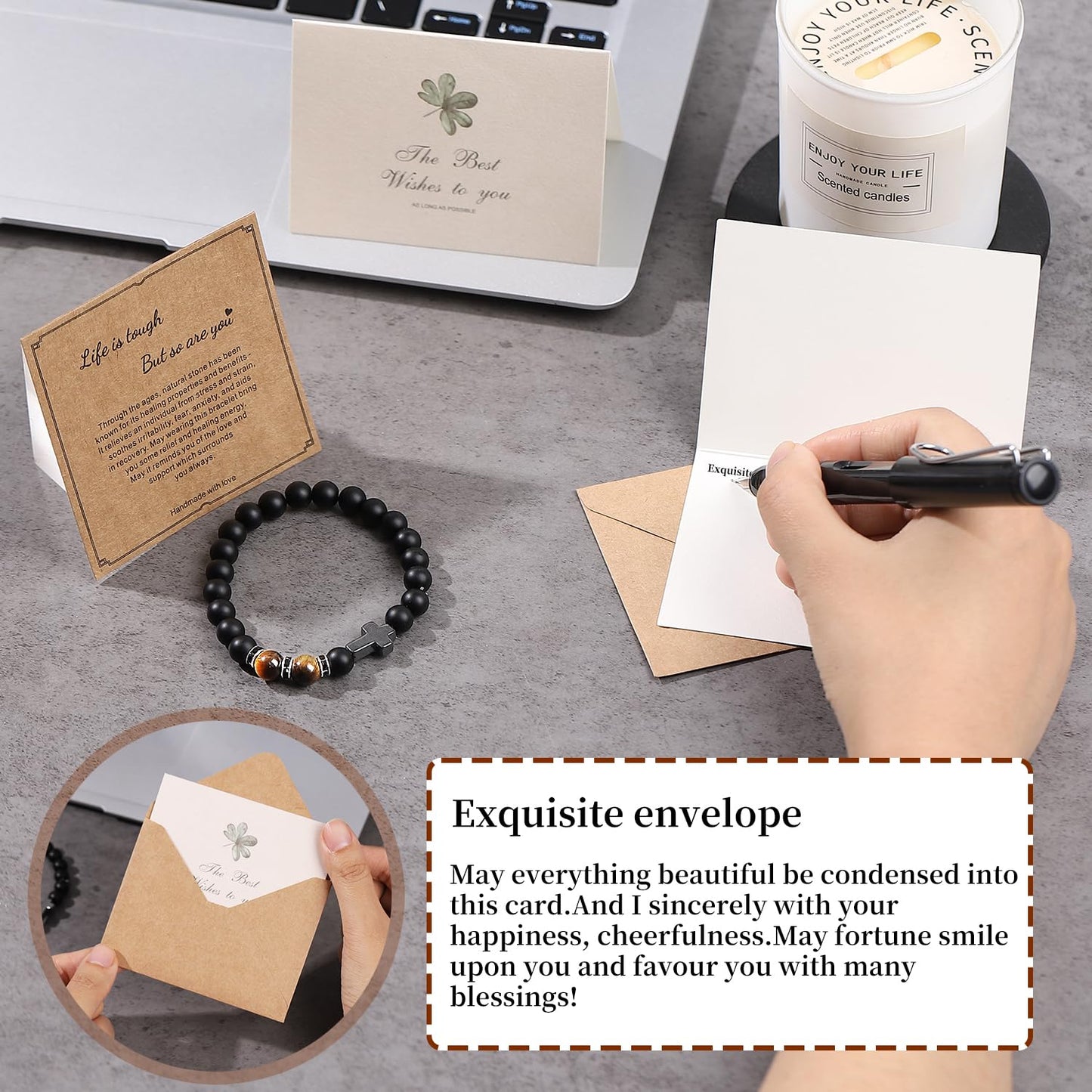 Get Well Soon Gifts for Women,Natural Stone Healing Bracelet, Inspirational Gifts for Women Teen Girls